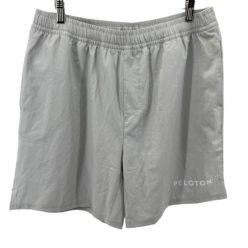 Peloton Mens Grey Athletic Training Shorts Size Large 7" Inch Inseam Zip Pocket